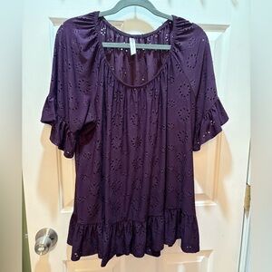Plus 1X Purple Eyelet Women's Top